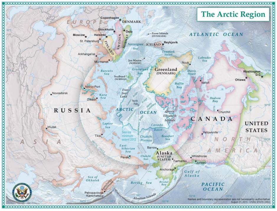 Political map of the Arctic. Source: US State Department/Wikimedia Commons