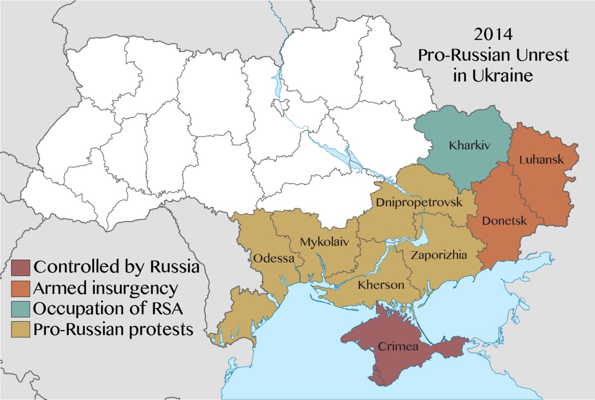 Kart over Donbass-området fra Wikipedia.