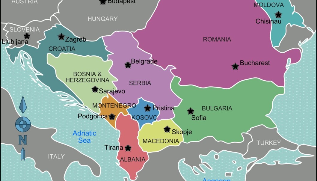 Kart over Balkan. Kilde: Peter Fitzgerald / Wikimedia Commons