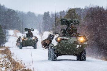 Amerikanske marineinfanterister med kjøretøyet LAV-ATWS, under NATO-øvelsen Trident Juncture 2018. Foto: Ole-Sverre Haugli / Forsvaret