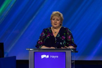 Erna Solberg under Høyres landsmøte 2021. Foto: Foto: Hans Kristian Thorbjørnsen/Høyre